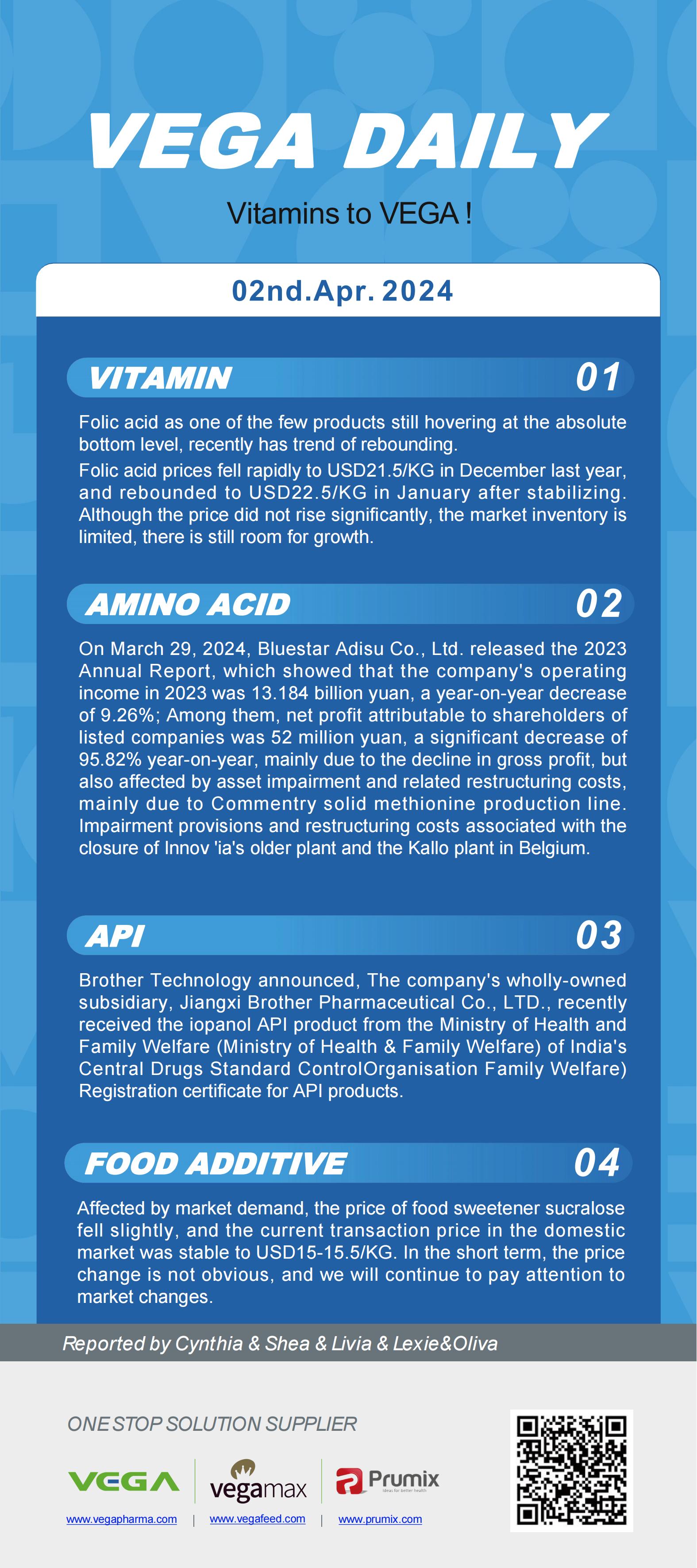 Vega Daily Dated on Apr 2nd 2024 Vitamin Amino Acid APl Food Additives.jpg